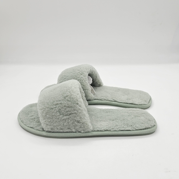 Splendid Womens Carmen Sherling Slipper Faux Fur Open Toe Slip On Slide Mint 11 - Picture 11 of 12